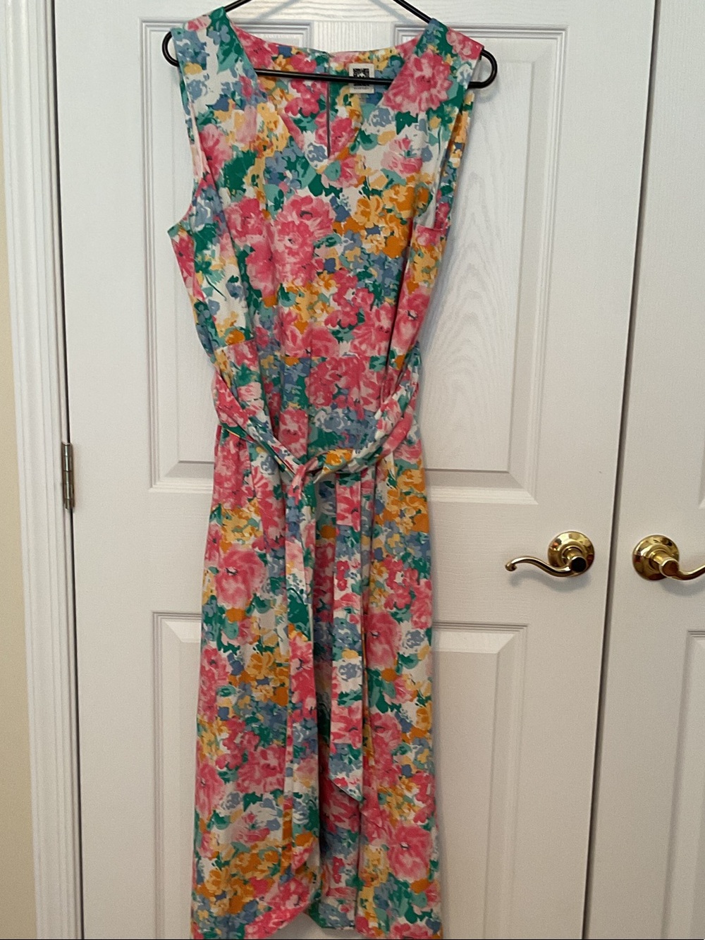 Anne Klein Pink Green Multi Floral Maxi Dress